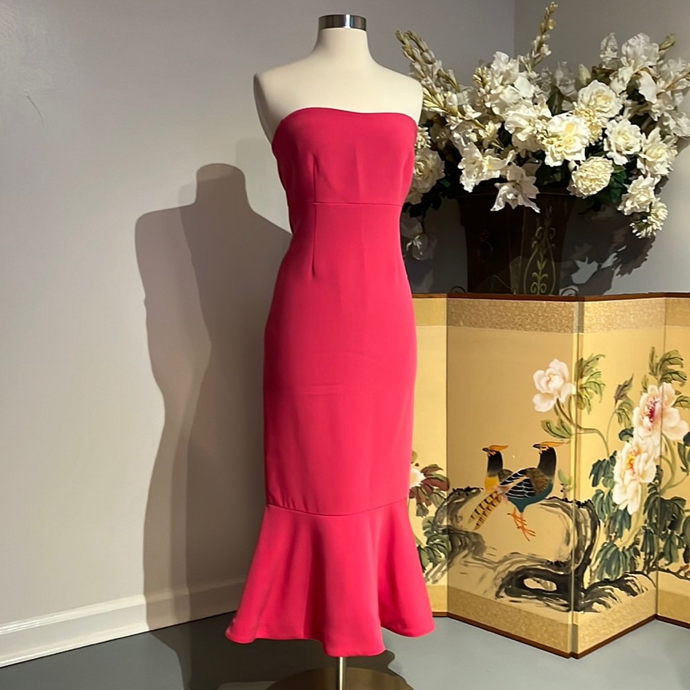 Cinq a Sept Strapless Hot Pink Luna Dress Size 8